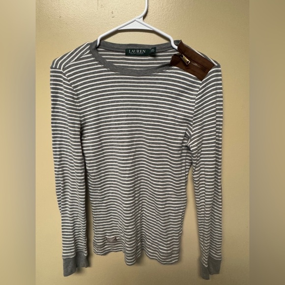 Lauren Ralph Lauren Size S Women's Striped Long Sleeve with Elbow Pads - Picture 1 of 4